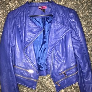 Royal blue leather jacket